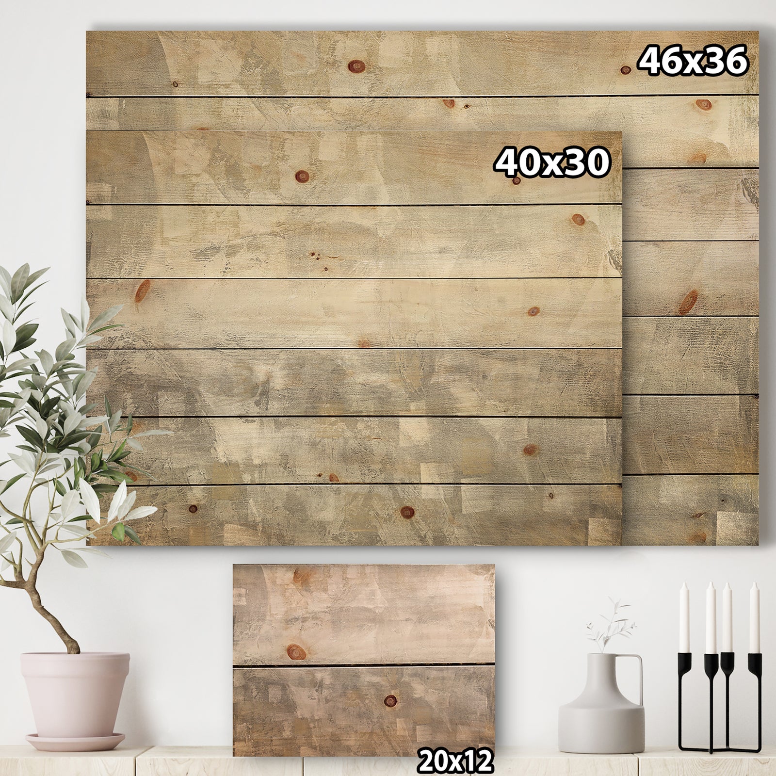 Gray Abstract Watercolor - Contemporary Print on Natural Pine Wood