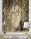 Gold, Black and White Hanpainted Abstract - Traditional Print on Natural Pine Wood