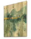 Blue Watercolor Impression with Gold - Traditional Print on Natural Pine Wood