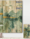 Blue Watercolor Impression with Gold - Traditional Print on Natural Pine Wood