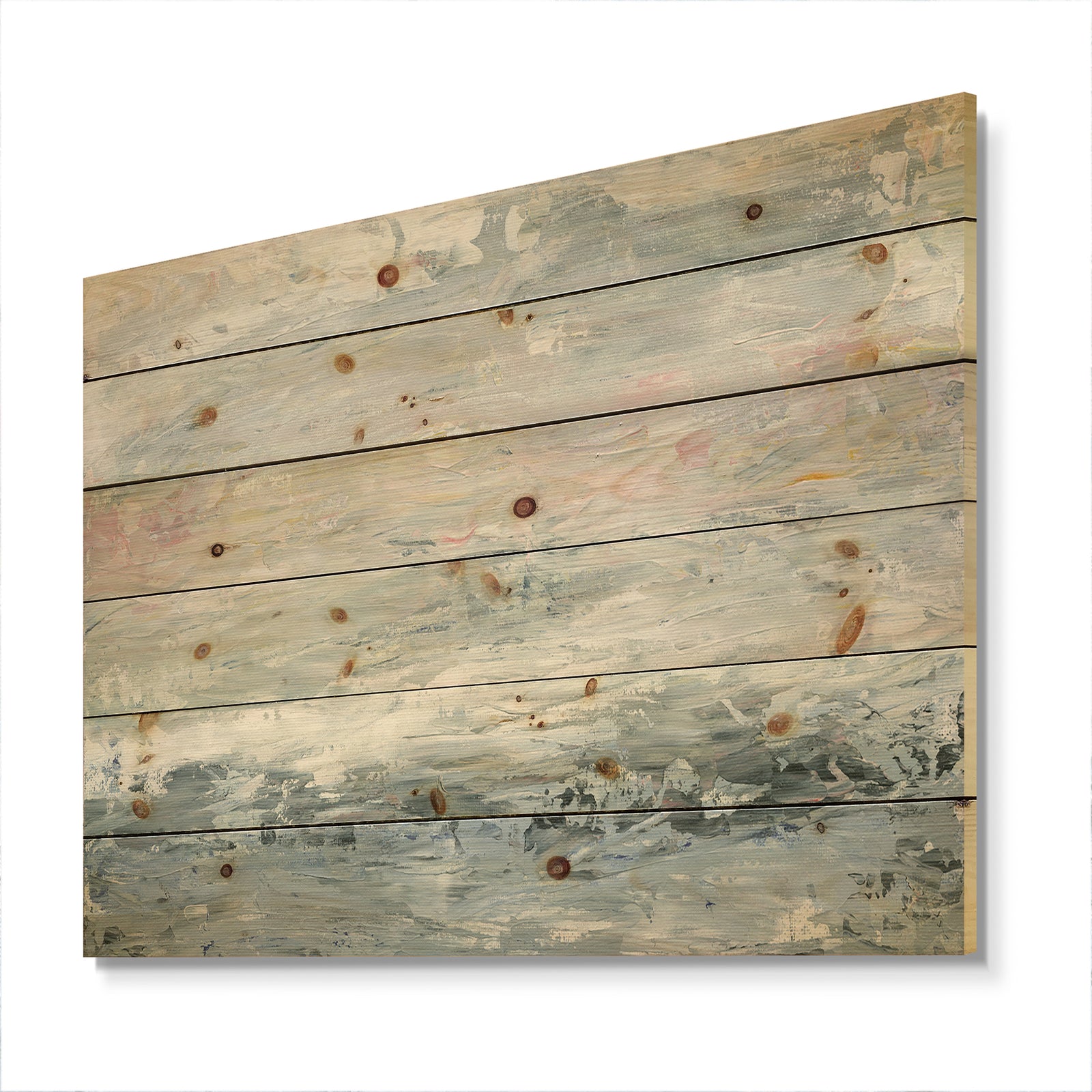 Gray Abstract Watercolor II - Contemporary Print on Natural Pine Wood