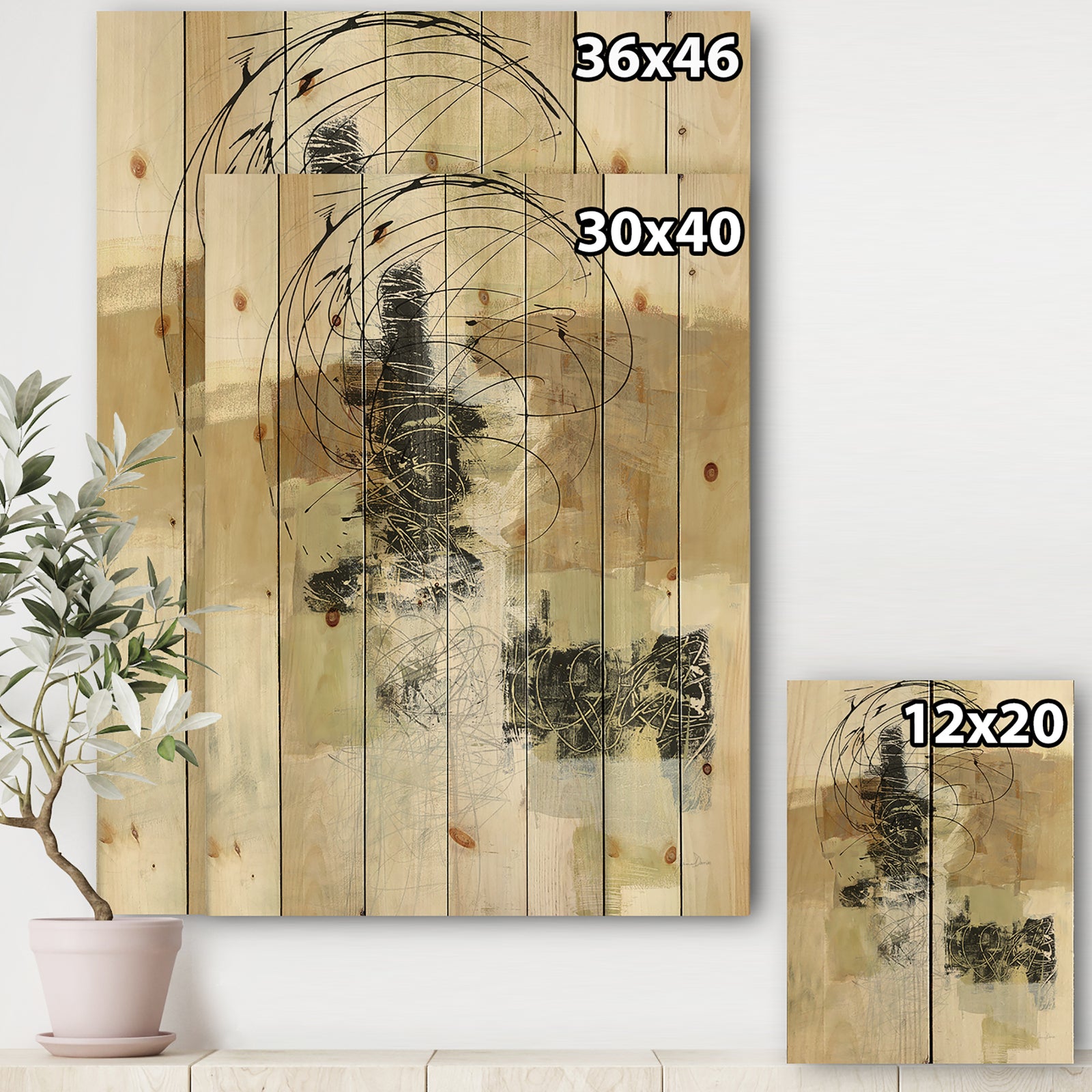 Glam Cream Dream I - Modern & Contemporary Print on Natural Pine Wood