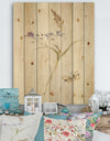 Wild Simple Wallflowers I - Farmhouse Print on Natural Pine Wood