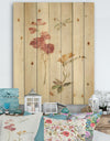 Wild Simple Wallflowers II - Farmhouse Print on Natural Pine Wood