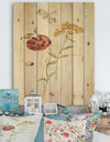 Wild Simple Wallflowers III - Farmhouse Print on Natural Pine Wood