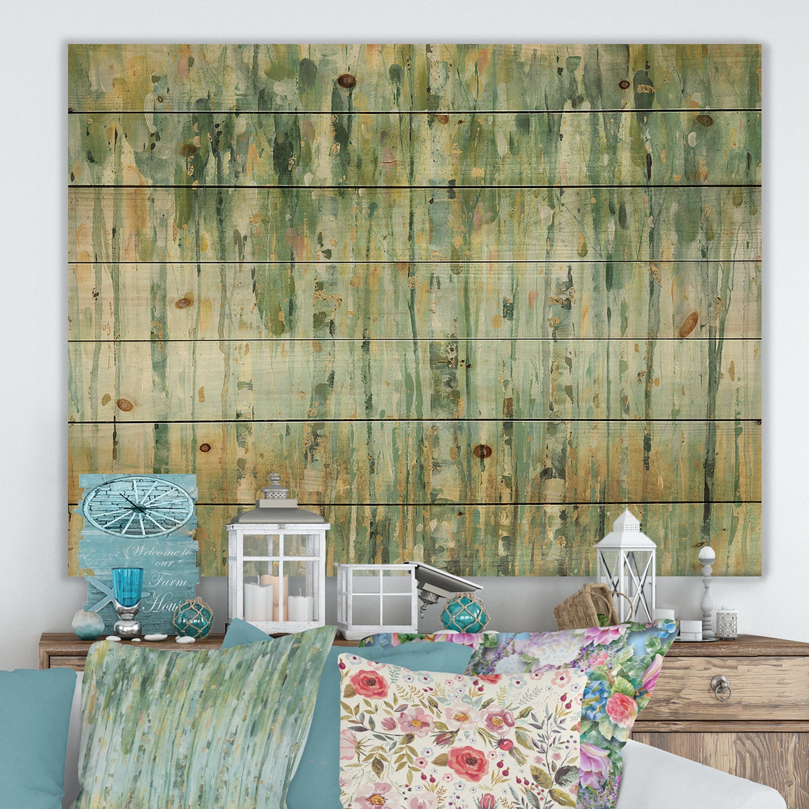 The birch Forest II - Traditional Print on Natural Pine Wood