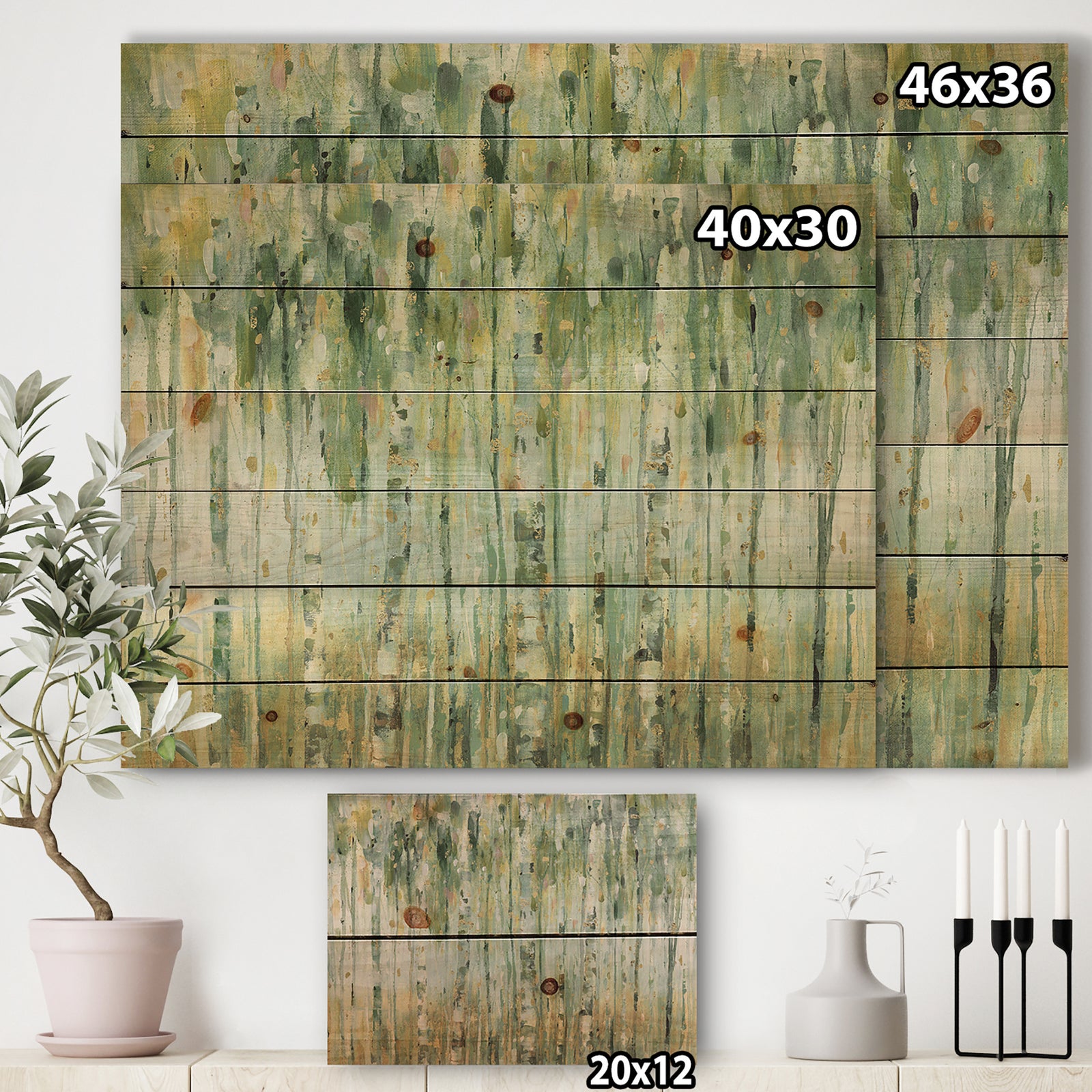 The birch Forest II - Traditional Print on Natural Pine Wood