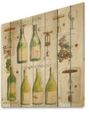 White Chardonnay Wine Collage - Food and Beverage Print on Natural Pine Wood