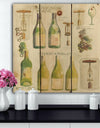 White Chardonnay Wine Collage - Food and Beverage Print on Natural Pine Wood