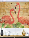 Gold Glam Flamingos - Animals Print on Natural Pine Wood