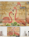 Gold Glam Flamingos - Animals Print on Natural Pine Wood