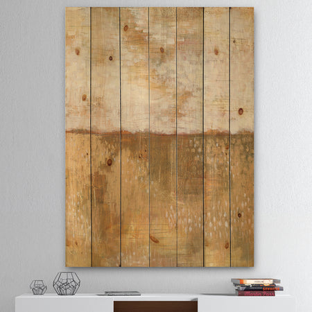 Amber Modern Horizon - Abstract Print on Natural Pine Wood