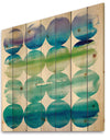 Circle Abstract Blue Colorfields I - Modern & Transitional Print on Natural Pine Wood
