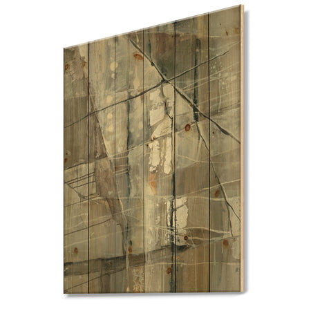 Silver and Beige Abstract Waterpainting - Contemporary Print on Natural Pine Wood