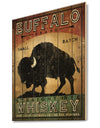 Vintage Buffalo Whiskey - Wildlife Print on Natural Pine Wood