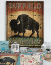 Vintage Buffalo Whiskey - Wildlife Print on Natural Pine Wood