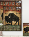 Vintage Buffalo Whiskey - Wildlife Print on Natural Pine Wood