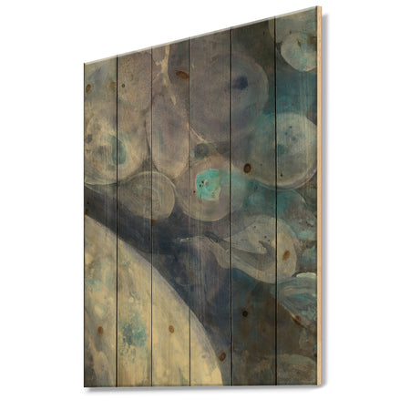Into the Indigo Stream I - Abstract Print on Natural Pine Wood