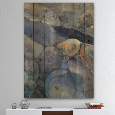 Into the Indigo Stream II - Abstract Print on Natural Pine Wood