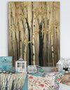 Golden Birch Forest III - Farmhouse Print on Natural Pine Wood