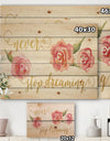 Never Stop Dreaming Gold - Shabby Chic Print on Natural Pine Wood