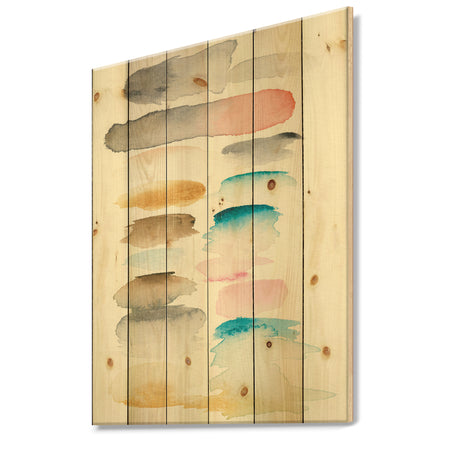 Watercolor Geometric Swatch Element I - Mid-Century Modern Print on Natural Pine Wood