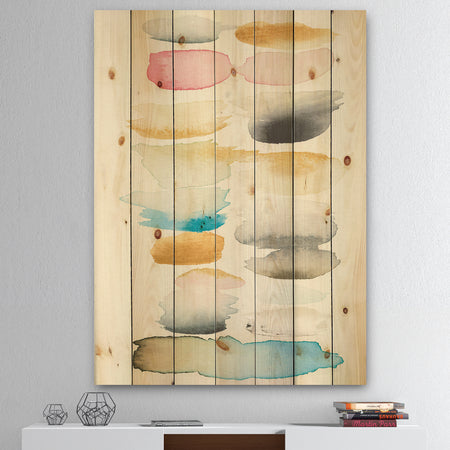 Watercolor Geometric Swatch Element II - Mid-Century Modern Print on Natural Pine Wood