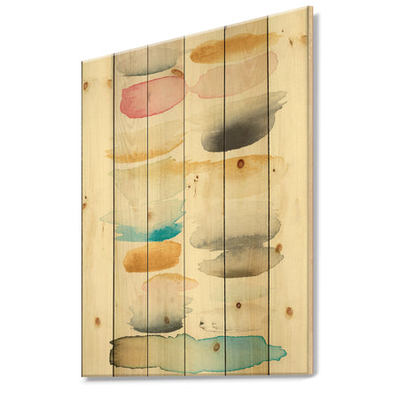 Watercolor Geometric Swatch Element II - Mid-Century Modern Print on Natural Pine Wood