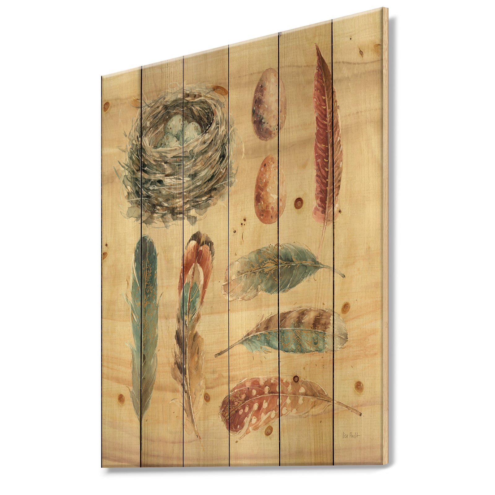 Feathers Cottage Family - Farmhouse Print on Natural Pine Wood