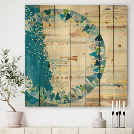 The Calm Indigo Stripes - Modern & Contemporary Print on Natural Pine Wood