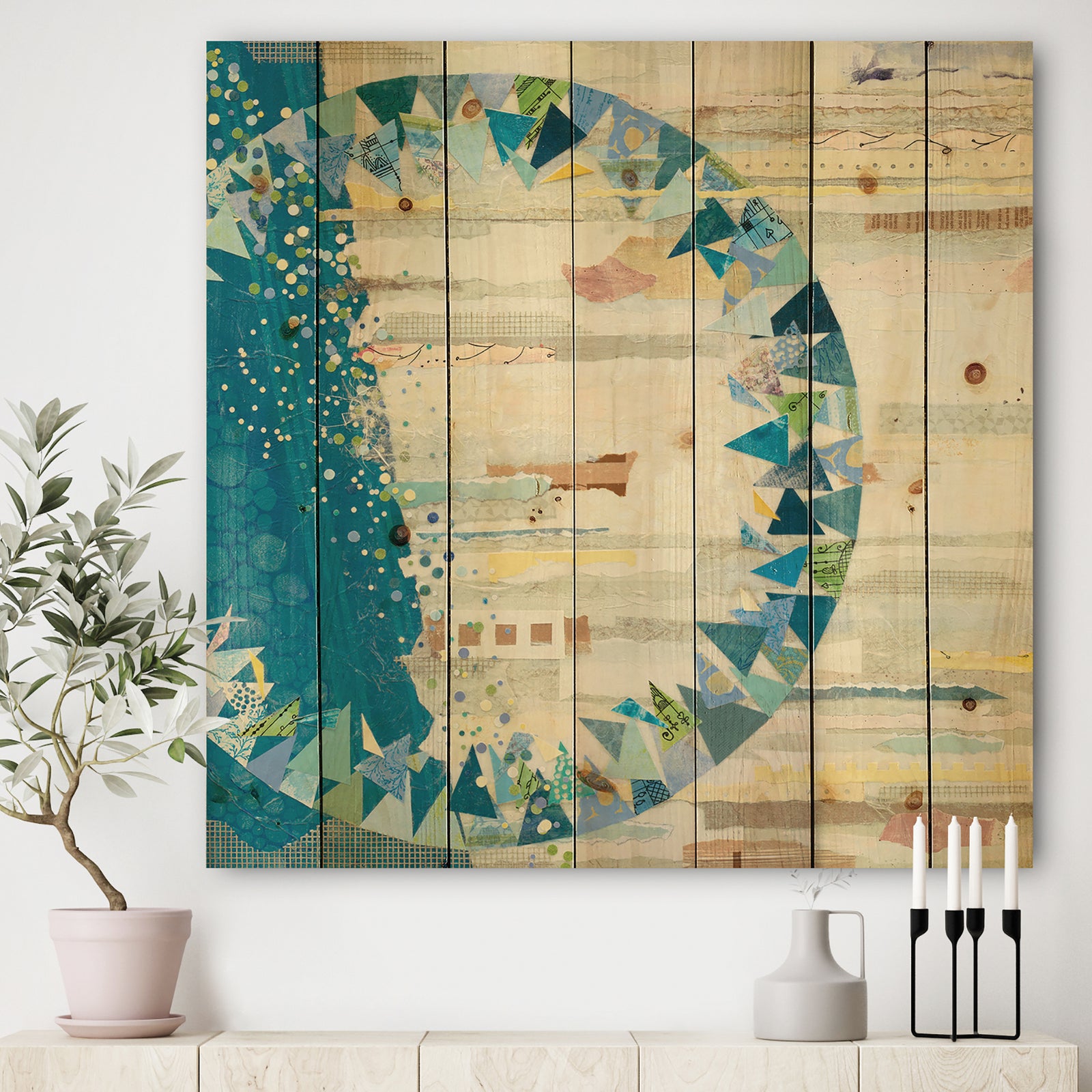 The Calm Indigo Stripes - Modern & Contemporary Print on Natural Pine Wood