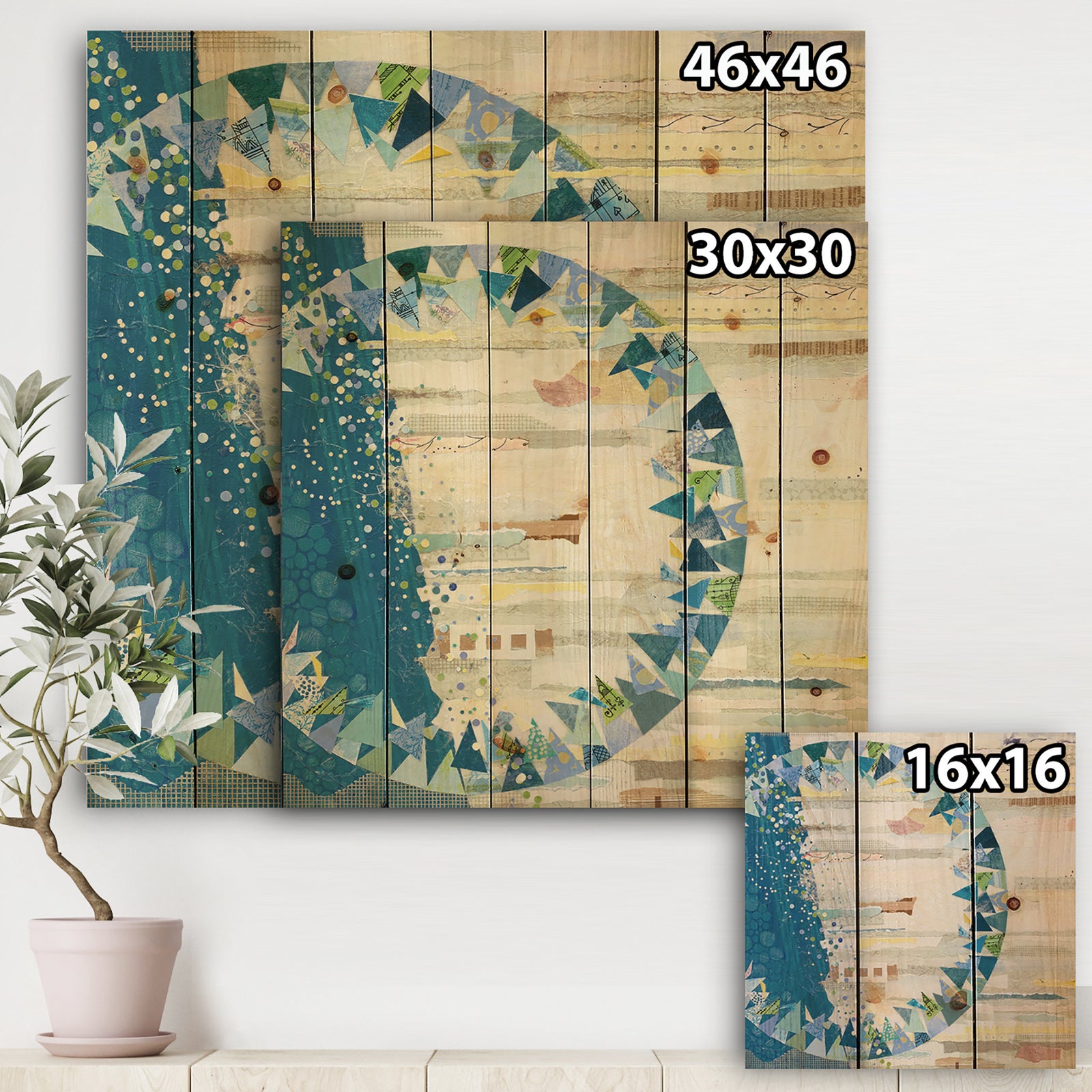 The Calm Indigo Stripes - Modern & Contemporary Print on Natural Pine Wood