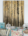 Golden Birch Forest IV - Cabin & Lodge Print on Natural Pine Wood