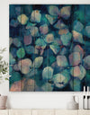 Abstract Blue Flower Petals - Traditional Print on Natural Pine Wood