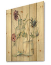 Blossoms on Birch Cottage Bouquet II - Farmhouse Print on Natural Pine Wood