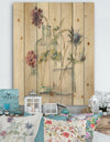 Blossoms on Birch Cottage Bouquet II - Farmhouse Print on Natural Pine Wood