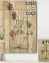 Blossoms on Birch Cottage Bouquet II - Farmhouse Print on Natural Pine Wood