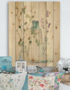 Blossoms on Birch Cottage Bouquet IV - Farmhouse Print on Natural Pine Wood