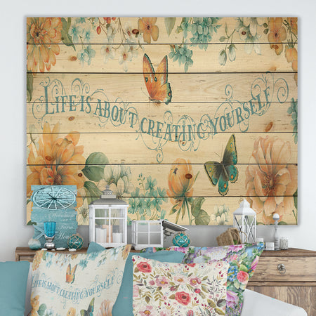 Butterfly Bloom lovely Quote - Farmhouse Print on Natural Pine Wood