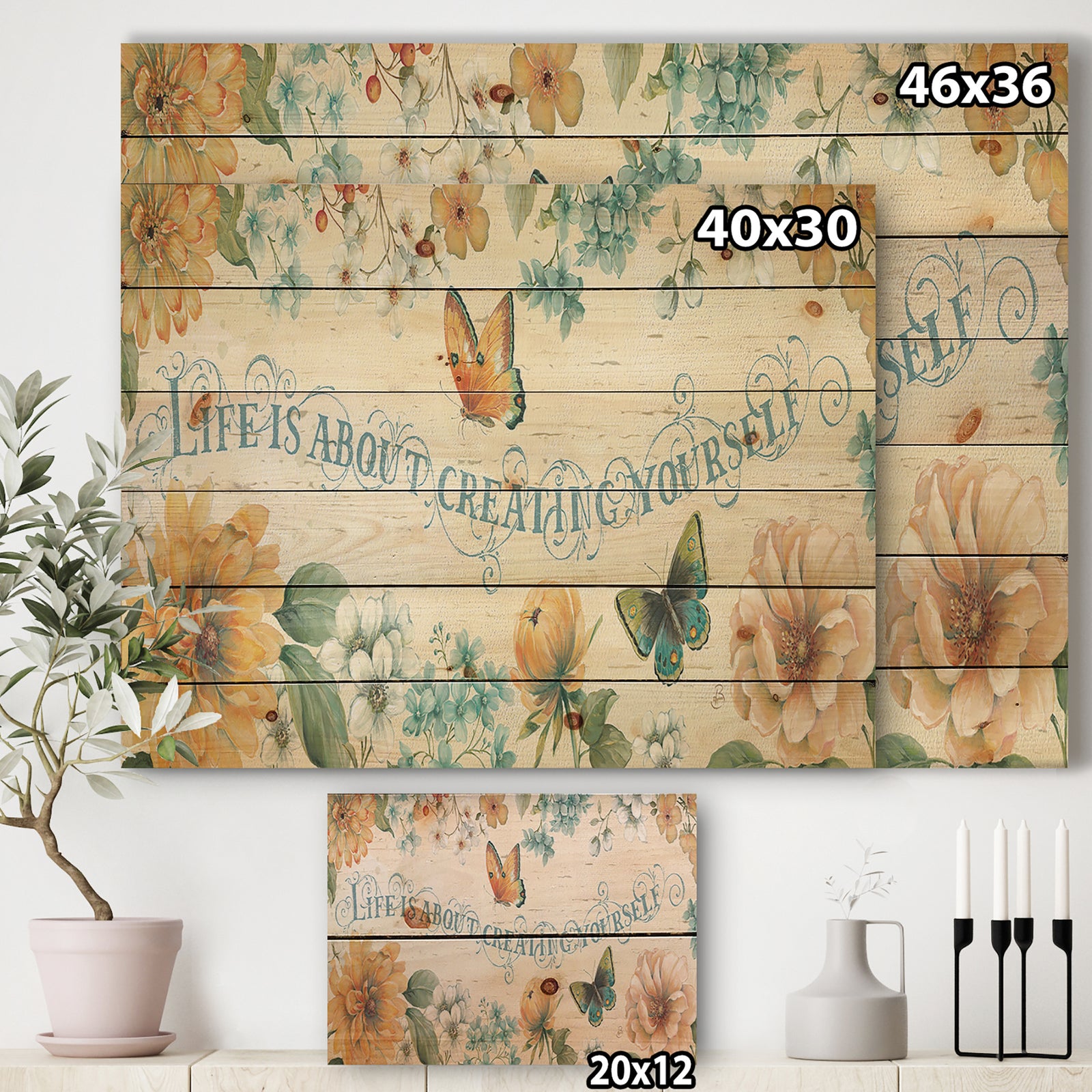 Butterfly Bloom lovely Quote - Farmhouse Print on Natural Pine Wood