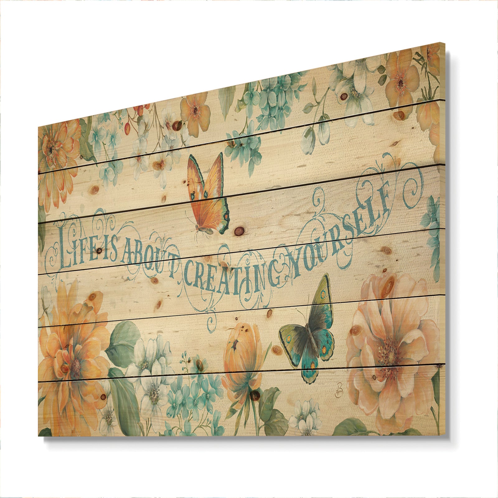 Butterfly Bloom lovely Quote - Farmhouse Print on Natural Pine Wood