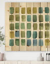 Geometric Maze of Blue And Green - Transitional Print on Natural Pine Wood