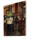 A Reflection of Wine Bottle I - Food and Beverage Print on Natural Pine Wood