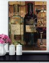 A Reflection of Wine Bottle II - Food and Beverage Print on Natural Pine Wood