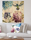 Porch & Den Hummingbird Blue Cottage Flower - Print on Natural Pine Wood