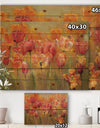 Red Tulips - Traditional Print on Natural Pine Wood