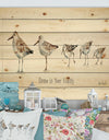 Pebbles and Sandpipers Family - Traditional Print on Natural Pine Wood