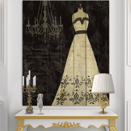 French Couture II - Fashion Print on Natural Pine Wood