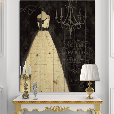 French Couture I - Fashion Print on Natural Pine Wood