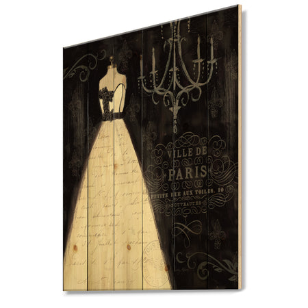 French Couture I - Fashion Print on Natural Pine Wood